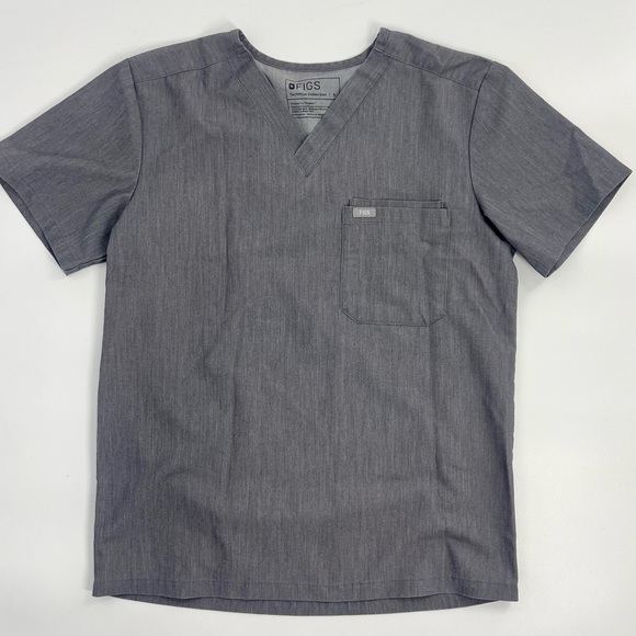 FIGS Leon™ Three-Pocket Scrub Graphite Grey Top Medical Uniform top Size Small - Picture 3 of 8